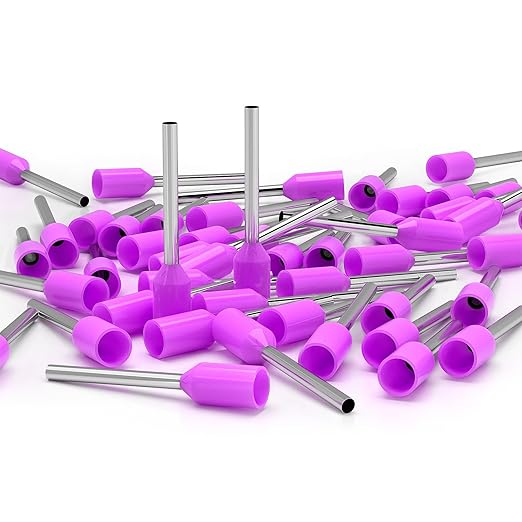 AIRIC UL Listed Wire Ferrule Connectors 26 Gauge - DIN Standard - Crimp Copper Ferrules Terminals Wiring Electrical Connector Nylon Insulated Pin Cord End Terminal 26 Gauge, Purple, 200 Pcs