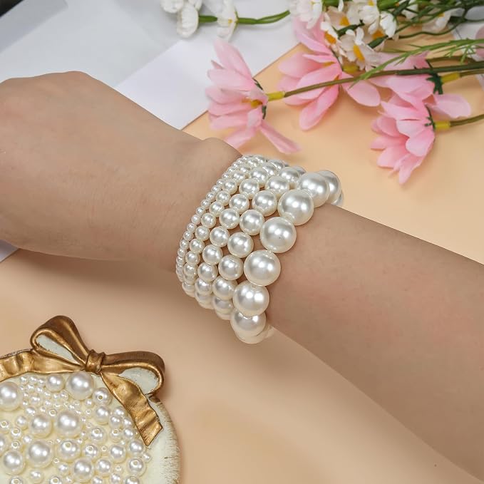 Hudinsun 1200 Pcs Pearl Beads for Jewelry Making, 5 Size Round Pearls for - Image 6