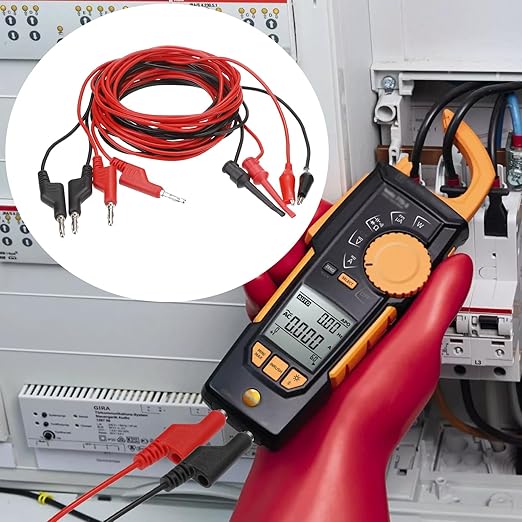Sumnacon Multimeter Test Lead Set - Stackable Banana Plug to Test Hook, Banana Plug to Alligator Clips Test Cable Kit, Flexible Silicone Electrical Test Wire Leads with Protective 9.8Ft/3M