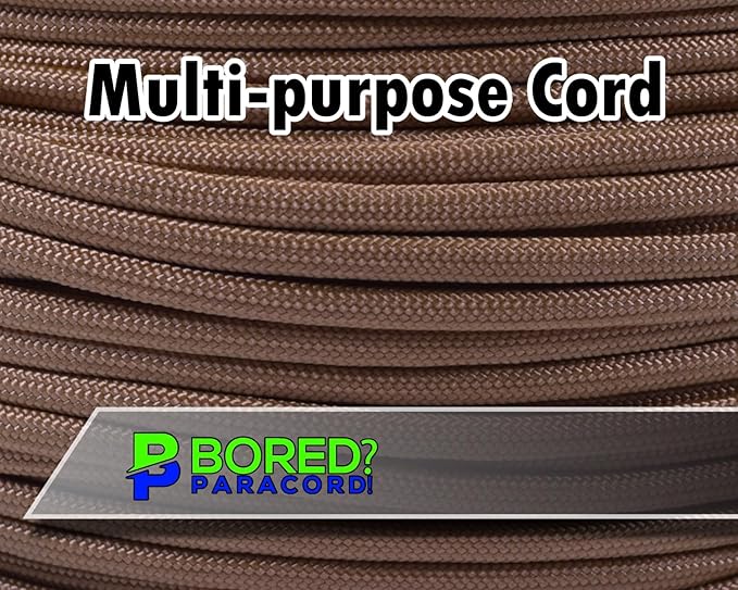BORED? PARACORD! 550 lb Paracord - Ideal for Crafting, Camping, DIY Projects, Active & Military Outdoors - Strong Survival Rope - Tactical Parachute Cord Type III - Gold 100 Feet