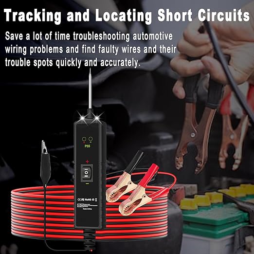 Power Circuit Probe Tester 12V-24V DC Test Light,Car Fuse Tester Tool Short Circuit Located,Auto Electrical Tester Kit Component Polarity Identify with Overload Protection,P55 Auto Test Probe