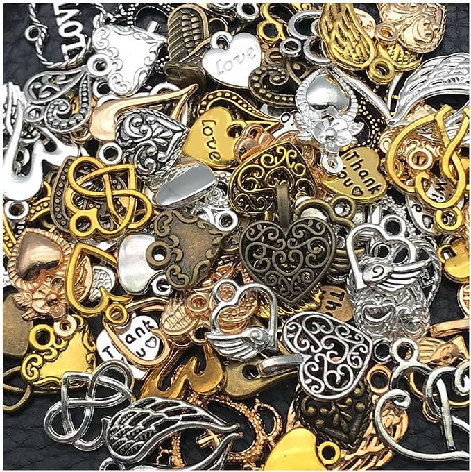 WOCRAFT 100pcs Heart Charms for Jewelry Making Assorted Jewelry Bangle Bracelet by WOCRAFT