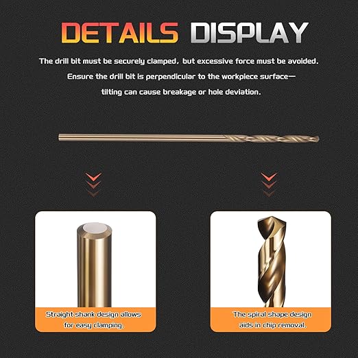 Drill Bit, #59 Cutting Diameter, 4341 HSS Gold Finish 118° Cutting Angle Number Jobber Bits - (Applications: for Drilling Soft Metal Plastic Wood), 5-Pieces