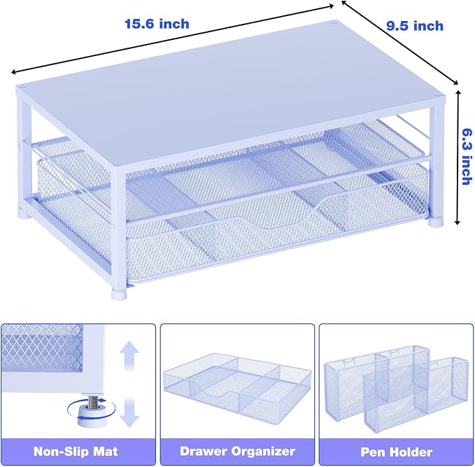 OPNICE Desk Organizers and Accessories, Computer Monitor Stand Riser - Image 3