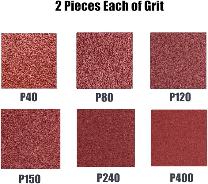 2x42 Sanding Belts, Aluminum Oxide Belt Sander Sandpaper, 2 Each of 40 80 120 150 240 400 Grits,12 Pack(2x42in)