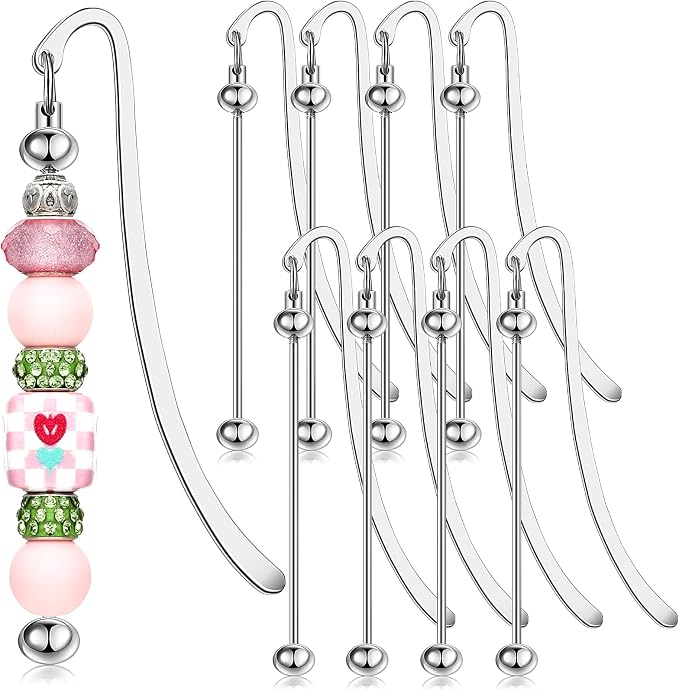 Dunzoom 8 Pcs Beadable Bookmarks DIY Metal Blank Bar Bookmark by Dunzoom