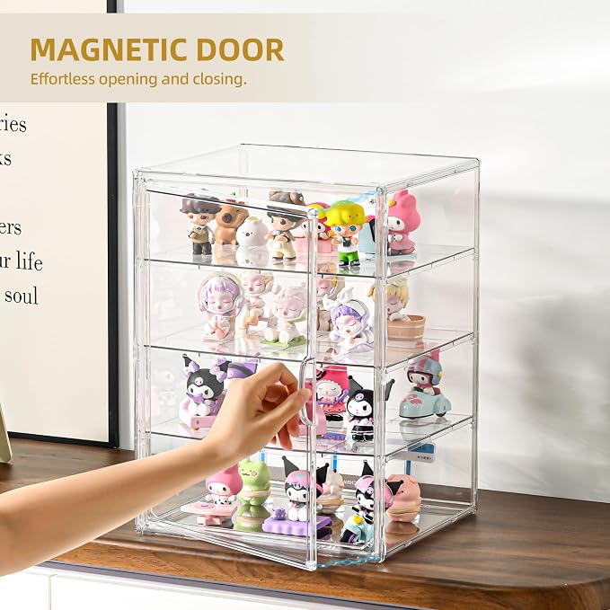 4 Tier Display Case for Collectibles, Storage Container - Image 4