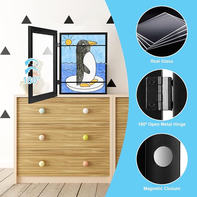 Kids Art Frames, 9x12 Front Opening Kids Artwork Frames Changeable, Holds 50 Pcs - Image 4