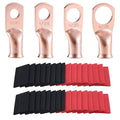 62PCS 4 AWG Ring Terminal Connectors Battery Copper Wire Lugs 4 Gauge 5/16", 3/8", 1/4", 1/2" with Heat Shrink Tubing Set, 30Pcs Battery Cable Ends and 32PCS Heat Shrink Tubing