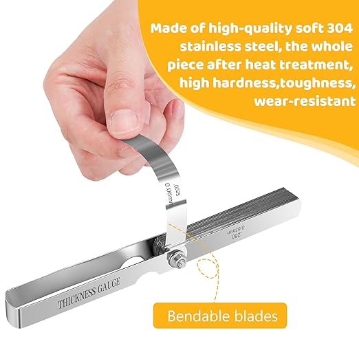 26 Blades Stainless Steel Feeler Gauge, Metric and Imperial Gap Measuring Tool Width and Thickness Feeler Gage Gauge for Spark Plug, Valve Adjustment Tool, 0.04-0.63mm