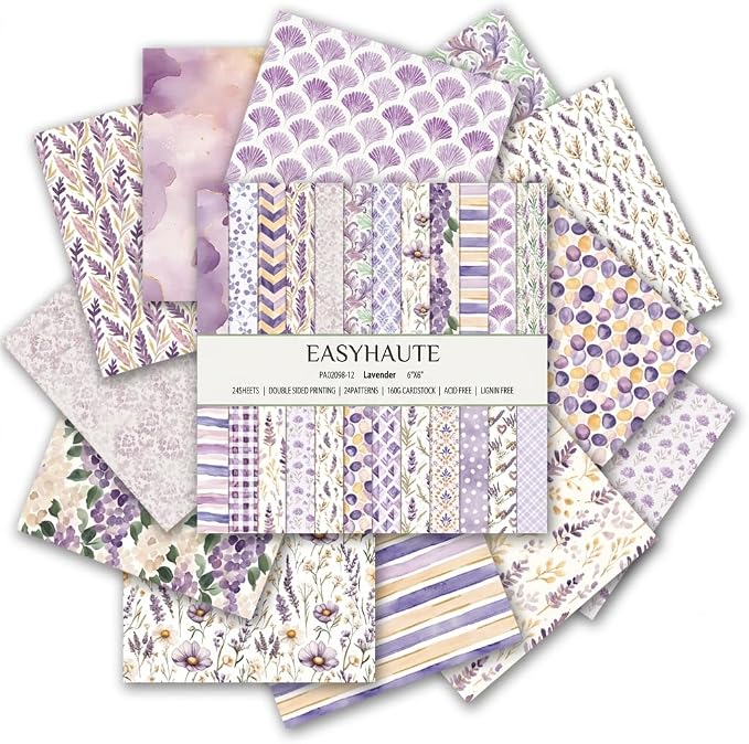 Scrapbook Paper & Scrapbooking Supplies, Lavender 6x6 Double-Sided Patterned by EASYHAUTE