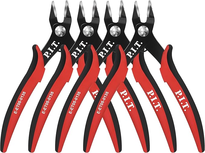 P.I.T. 4 Pack Micro Wire Cutter,5.5'' Precision Electronics Flush Cutters with TPU Handle, Spring Loaded Wire Cutters for Crafting, Electronics, Jewelry Making