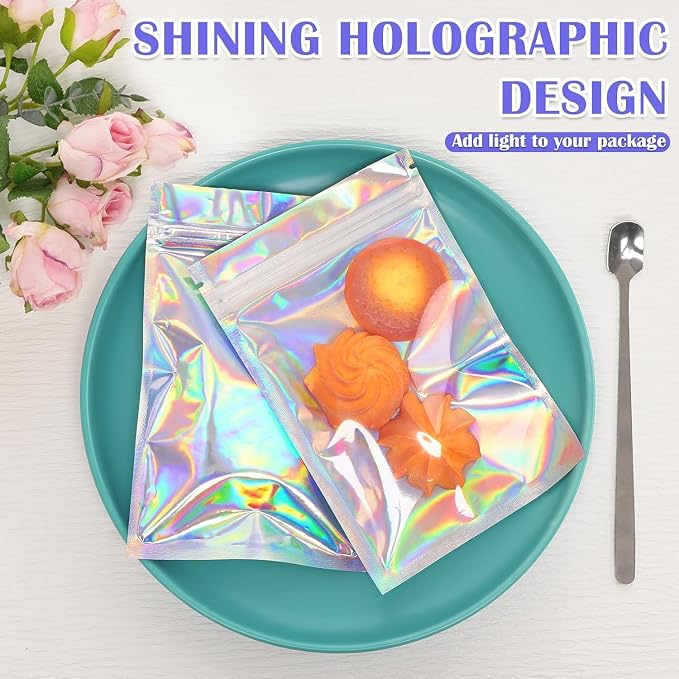 JETMORE 300 Pcs Mylar Bags 3x5in, Smell Proof Bags Foil Pouch, Holographic - Image 2