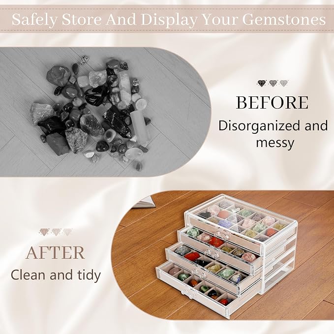 Bfttlity Acrylic Rock Display Case, 72 Grids Rock Collection Box - Image 5