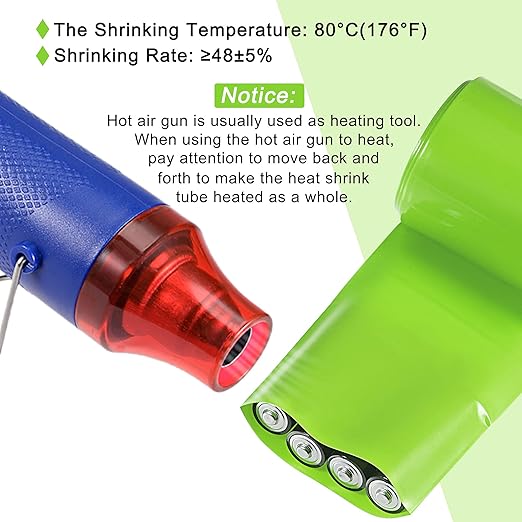 MECCANIXITY Battery Wrap PVC Heat Shrink Tubing 48mm Dia 75mm Flat 10 Feet(3meters) Light Green Good Insulation for Battery Pack