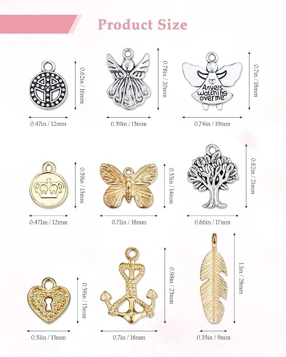 JIALEEY 150 PCS Wholesale Bulk Lots Jewelry Making Charms Mixed Antique Silver - Image 2