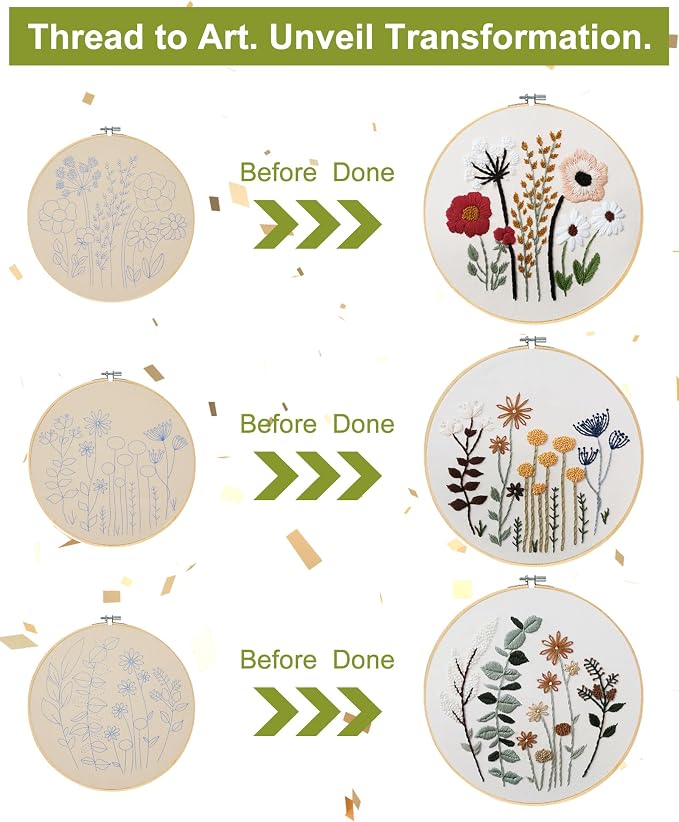 Santune 3 Sets Embroidery Kit, Cross Stitch Kits - Image 3