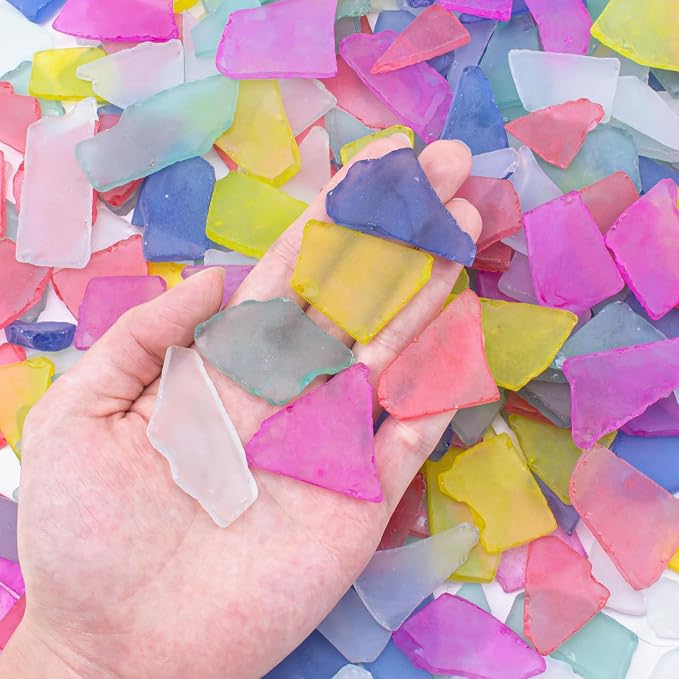 Keedolla Tumbled Sea Glass for Crafts - 10 OZ Colorful Flat Frosted Seaglass by Keedolla