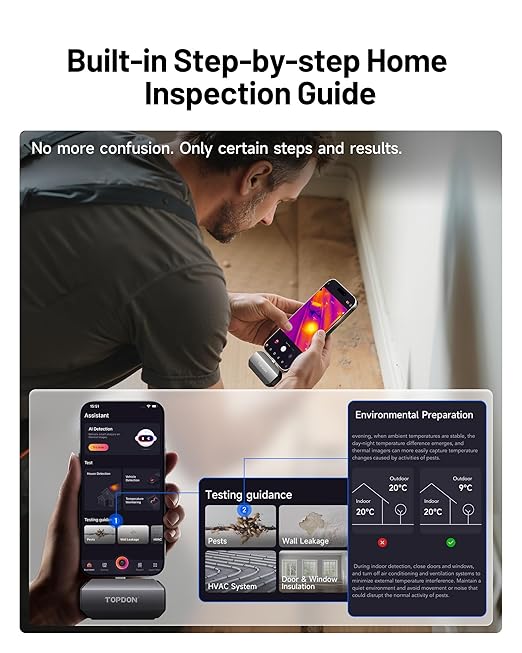TOPDON TC002C Duo Thermal Camera, Compatible with Any USB-C iPhone, iPad & Android Device, 512 x 384 Super Resolution, 256 x 192 IR Resolution Thermal Imager, -4°F~1022°F Temp Range