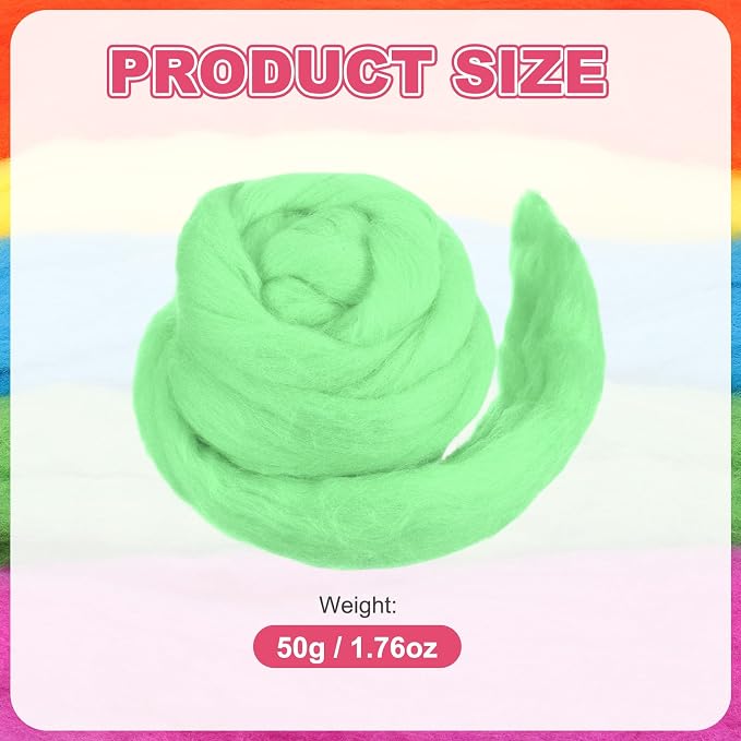 MECCANIXITY Wool Roving Yarn Soft Felting Wool 50g/1.76oz Pure Chunky Roving - Image 2