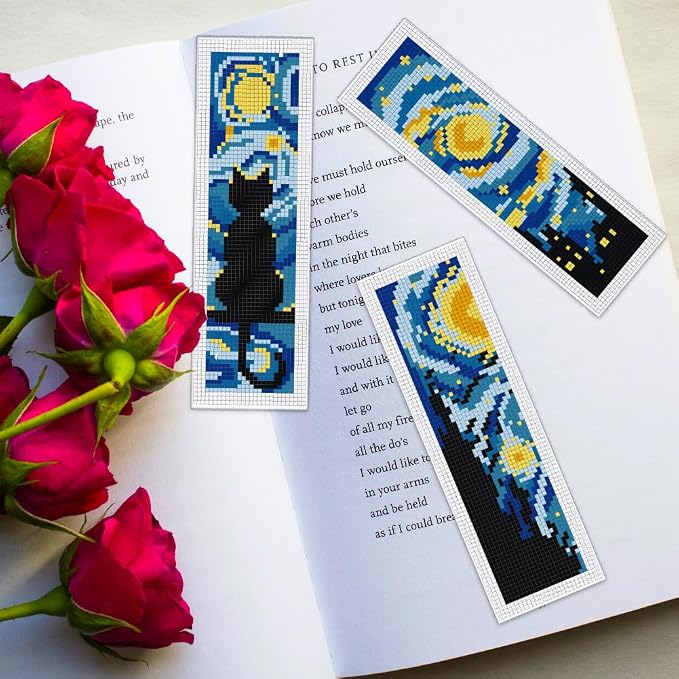 ORIGACH 6 Set Starry Night and Black Cat Cross Stitch Bookmark Kit - Image 6