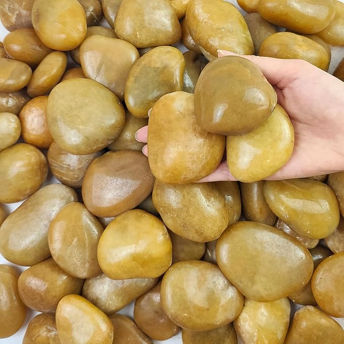 FANTIAN 10 lbs Yellow River Rocks, 2-3 Inch Polished Pebbles by FANTIAN-GardeningMakesLifeBetter