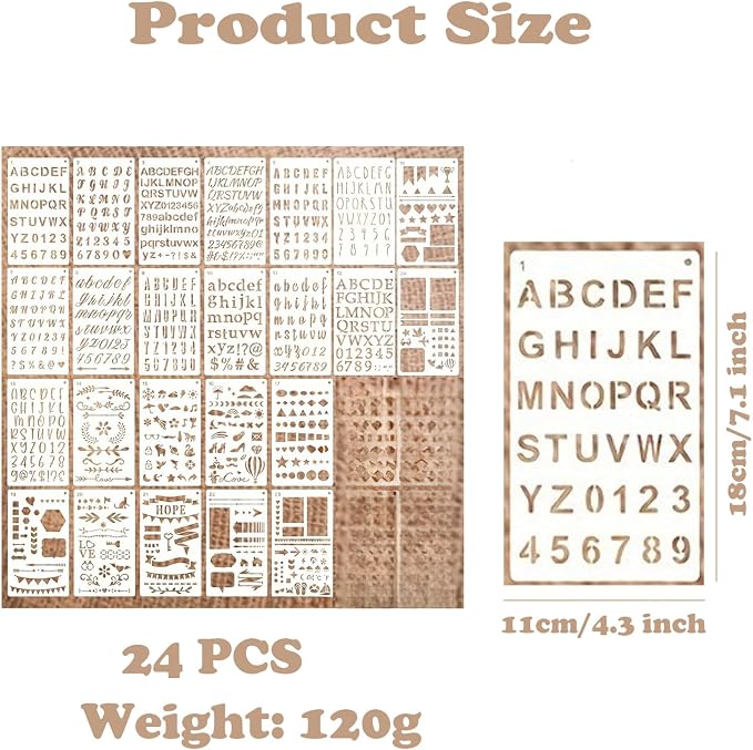 24 Pieces Stencils for Painting, Abstract Texture Mixed Media Art Supplies - Image 2
