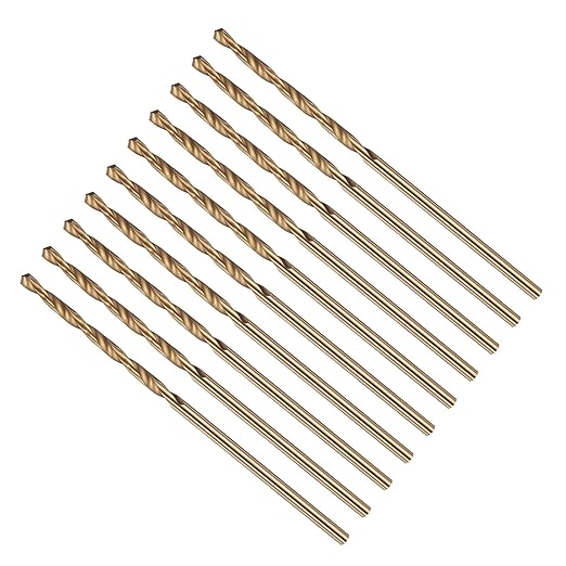 Drill Bit, #49 Cutting Diameter, 4341 HSS Gold Finish 118° Cutting Angle Number Jobber Bits - (Applications: for Drilling Soft Metal Plastic Wood), 10-Pieces