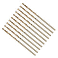 Drill Bit, #49 Cutting Diameter, 4341 HSS Gold Finish 118° Cutting Angle Number Jobber Bits - (Applications: for Drilling Soft Metal Plastic Wood), 10-Pieces