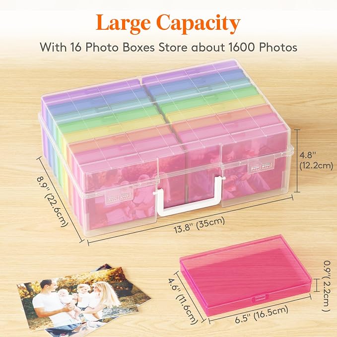 Lifewit 16 Pcs Photo Storage Box, Photo Albums 4x6 Pictures, Acid-Free - Image 3