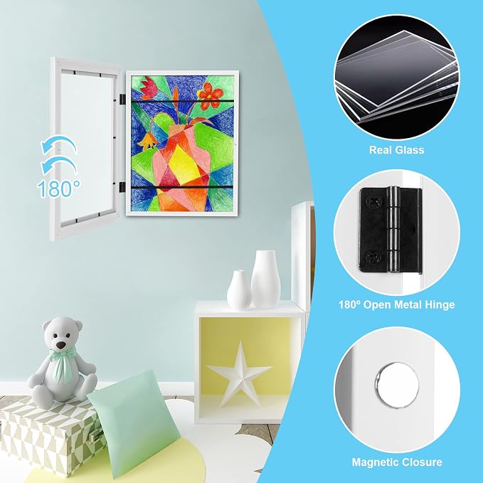 Kids Art Frames, 9x12 Front Opening Kids Artwork Frames Changeable, Holds 50 Pcs - Image 4