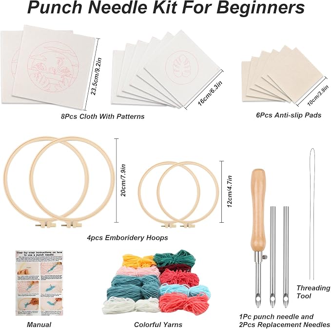 Sukhumvit 8PCS Punch Needle Coaster Kit, Beginners Adults Punch Needle Set - Image 2