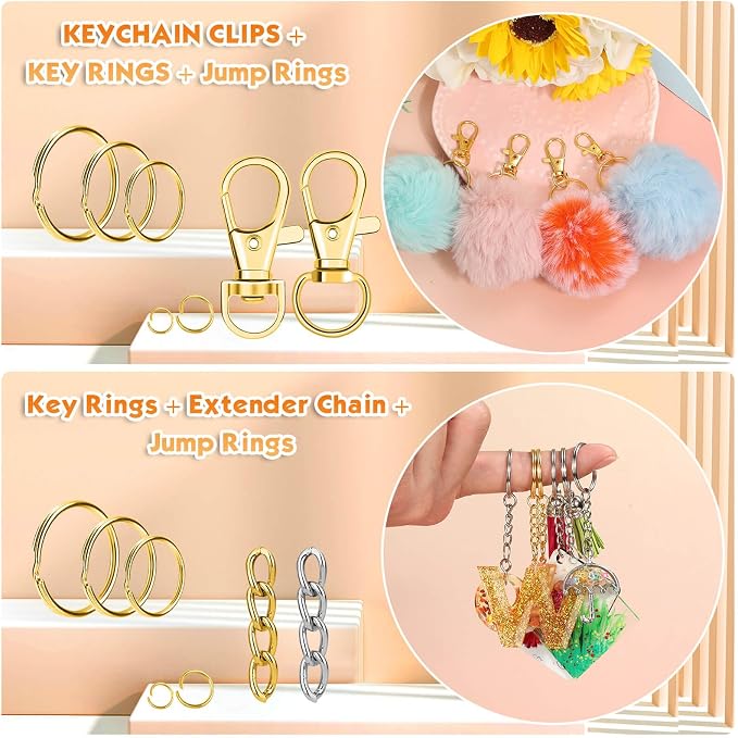 PAXCOO Keychain Making Kit, Keychain Craft Supplies Including Key Chain Hooks - Image 4