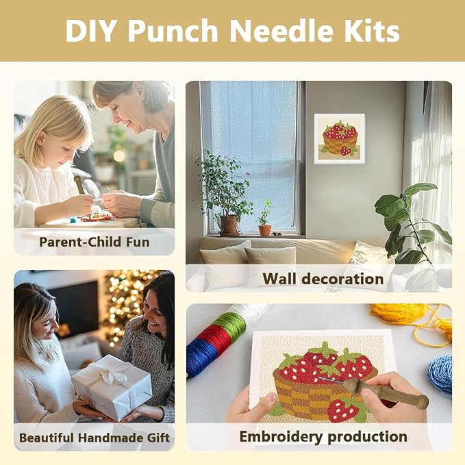 Doodlream Strawberries DIY Punch Needle Embroidery Kit - Image 4