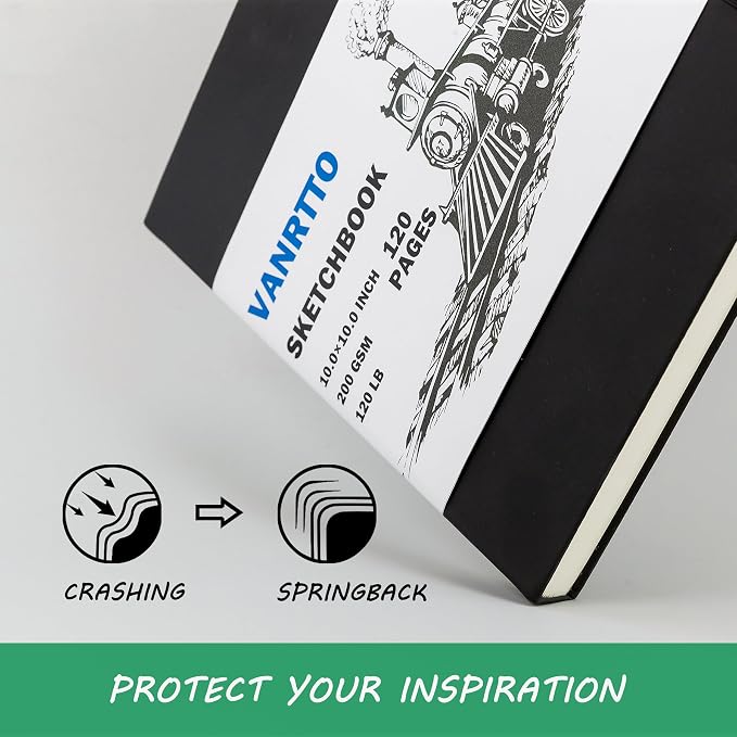 Vanrtto Hardcover Sketch Book, Square Mixed Media Sketchbook 8x8 in 2 Pack | - Image 4