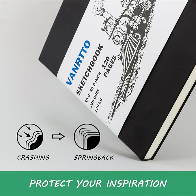 Vanrtto Hardcover Sketch Book, Square Mixed Media Sketchbook 10x10 Inch | - Image 4
