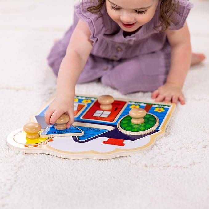 Melissa & Doug First Shapes Jumbo Knob Puzzle, Wooden Peg Puzzle - Image 2