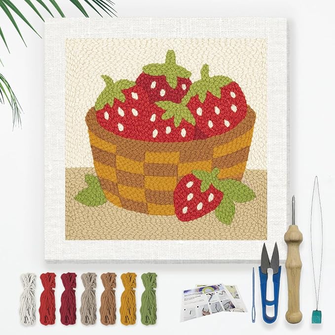 Doodlream Strawberries DIY Punch Needle Embroidery Kit by Doodlream