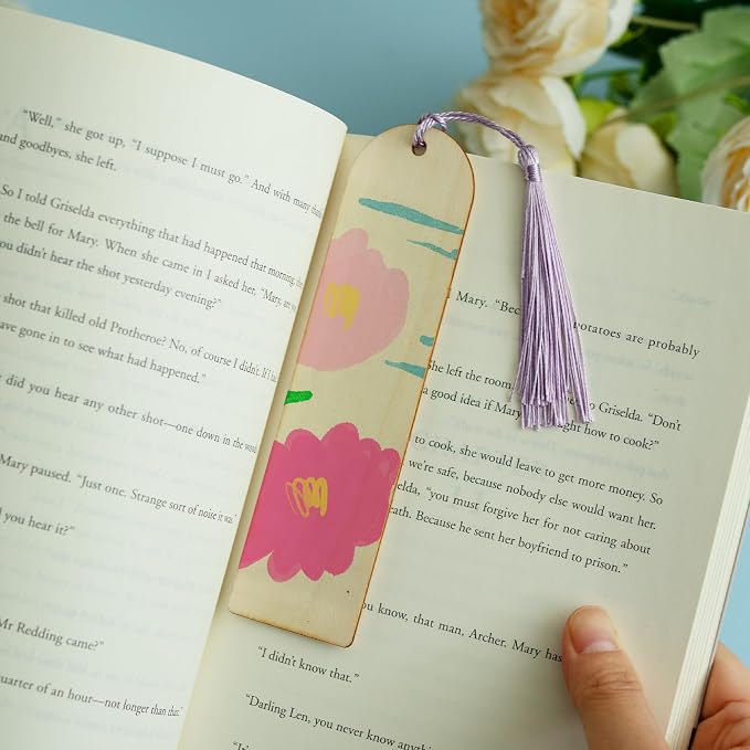 SWATOM Wood Bookmarks Blank DIY Semicircle Wooden Bookmark Craft Bulk 30 PCS - Image 3