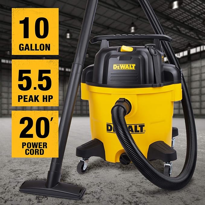 DEWALT DXV10P 10 Gallon Poly Wet Dry Vacuum Yellow