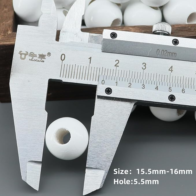 240Pcs White Wood Beads 16mm - Image 3