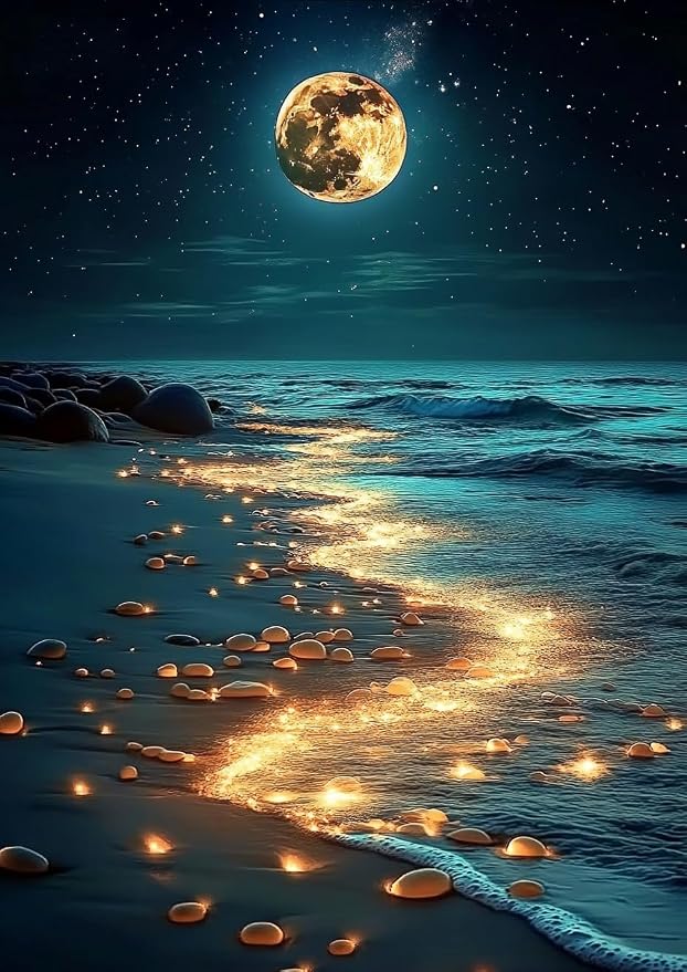Naykow Moonlit Beach Diamond Painting Kits by Naykow