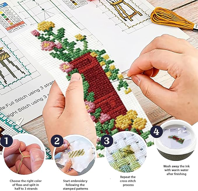 ACRNIGHEET 6PCS Cross Stitch Bookmark Kit - Image 4