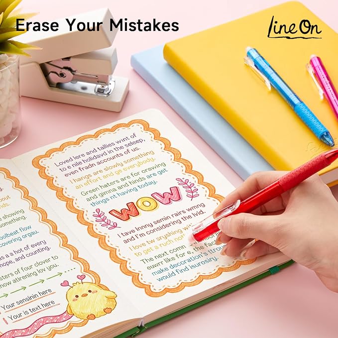 Lineon Erasable Gel Pens, 22 Colors Retractable Erasable Pens Clicker - Image 3