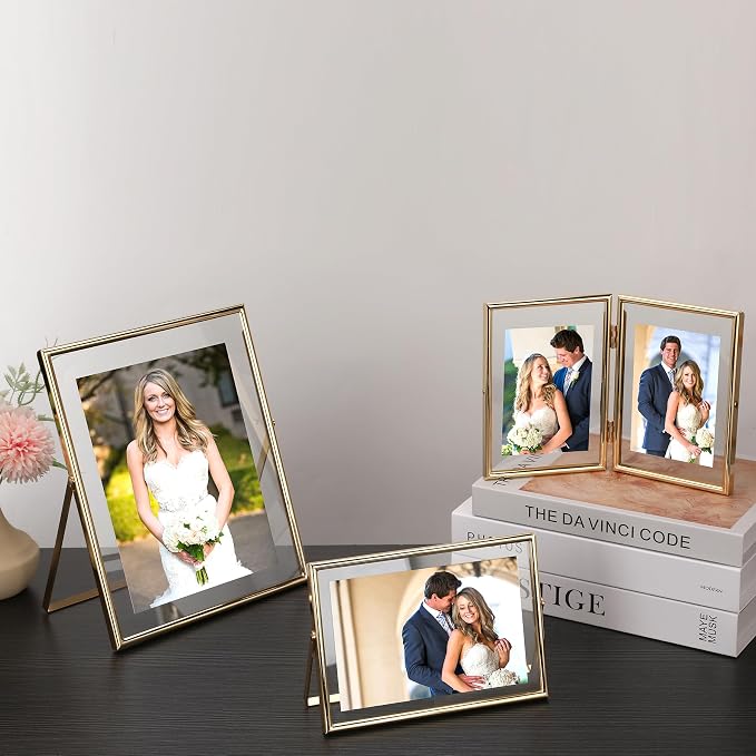 Gold 5x7" Floating Frame 2pack for Photo Sizesfor Adjustable Tabletop/Shelf - Image 4