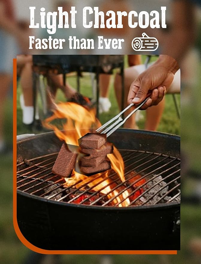 E500 Fire Starter for Campfires, Fireplace, Fire Pits, BBQ, Grills, Larger Charcoal Fire Starter Squares, 160-Count Firestarter
