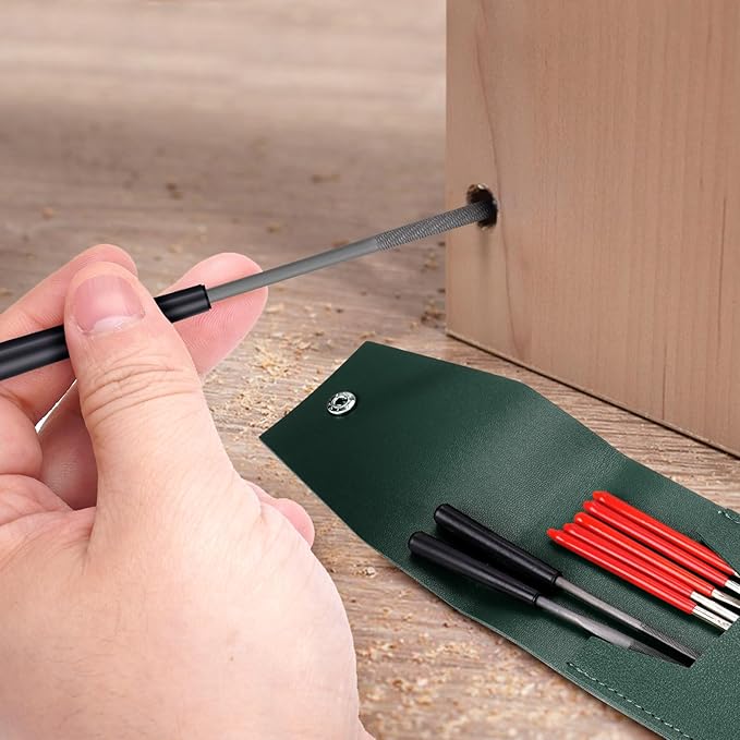 5pcs Mini Diamond Needle Files and 5pcs Mini Steel Needle Files,Packed in Synthetic Leather Case,for high Precision Sanding Work on Wood,Plastic,Metal and Jewelry Carving
