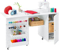 Best Choice Products Large Folding Sewing Table, Caster Wheels, Storage Shelves by Unknown