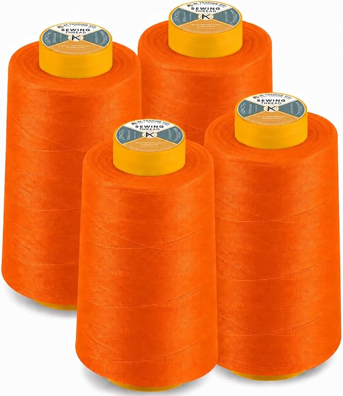 AK TRADING CO. 4-Pack Orange All Purpose Sewing Thread Cones of High Tensile by Fabrics%7CEventDecor%7CCrafts%7CUpholsteryFoam