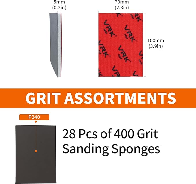28 Pcs 400 Grit Sanding Sponge,Ultra Fine Sandpaper,Soft Foam Hand Sander Block Wet Dry Sanding Pads for Automobile Wood Furniture Metal Drywall Polishing